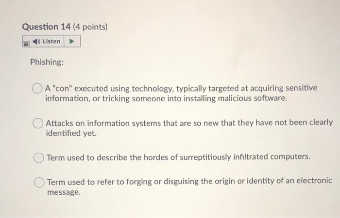 Question 13 (4 points) Listen Which of the