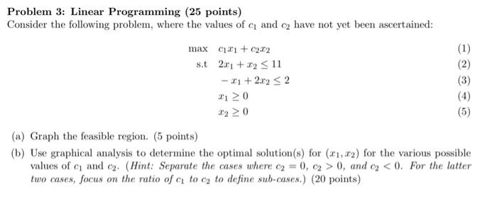 need help with 3 Problem 3: Linear Programming
