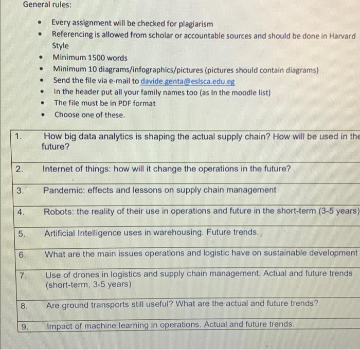 Logistics and Supply chain 1. How big data