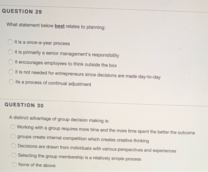 QUESTION 29 What statement below best relates to