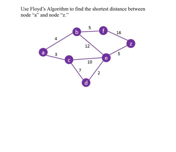Use Floyd's Algorithm to find the shortest