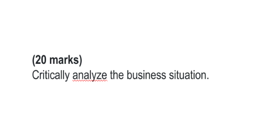 (20 marks) Critically analyze the business