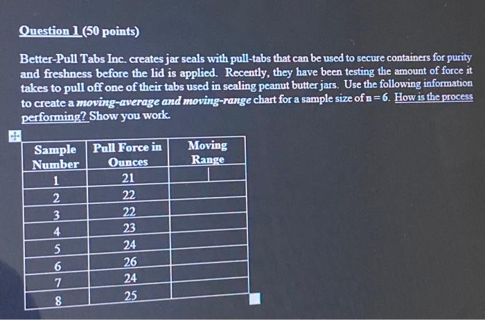 Question 1 (50 points) Better-Pull Tabs Inc.