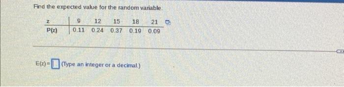 Find the expected value for the random variable