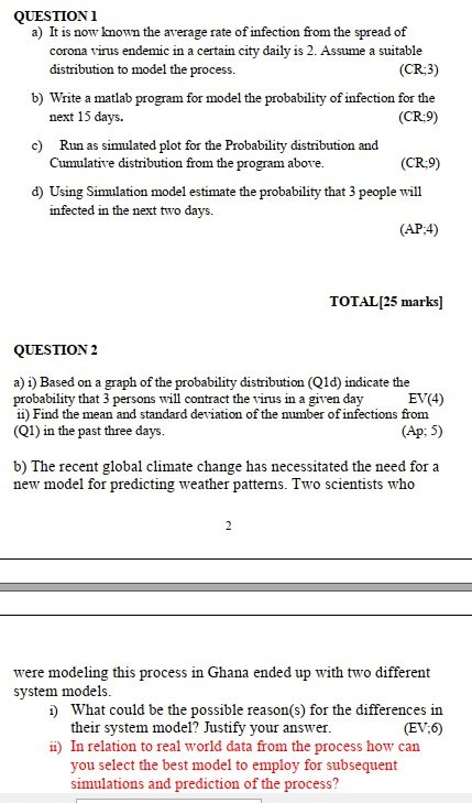 QUESTION 1 a) It is now known the average rate of