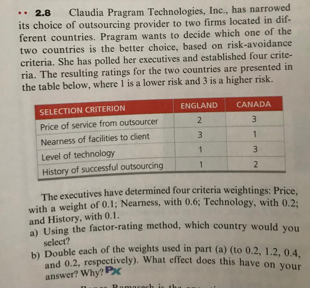 Solve problem 2.8 A & B. Be sure to present a