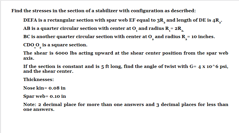 Find the stresses in the section of a stabilizer