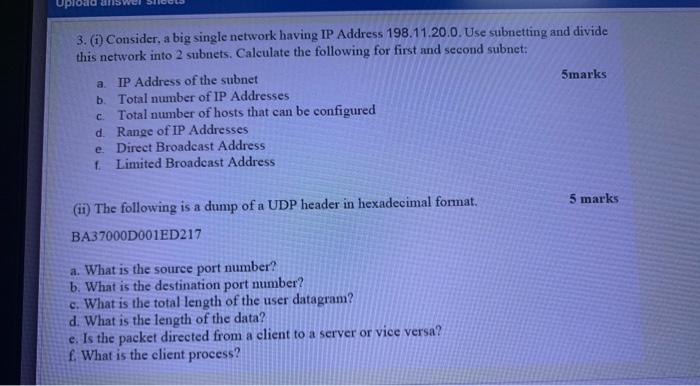 Upload 3. (1) Consider, a big single network