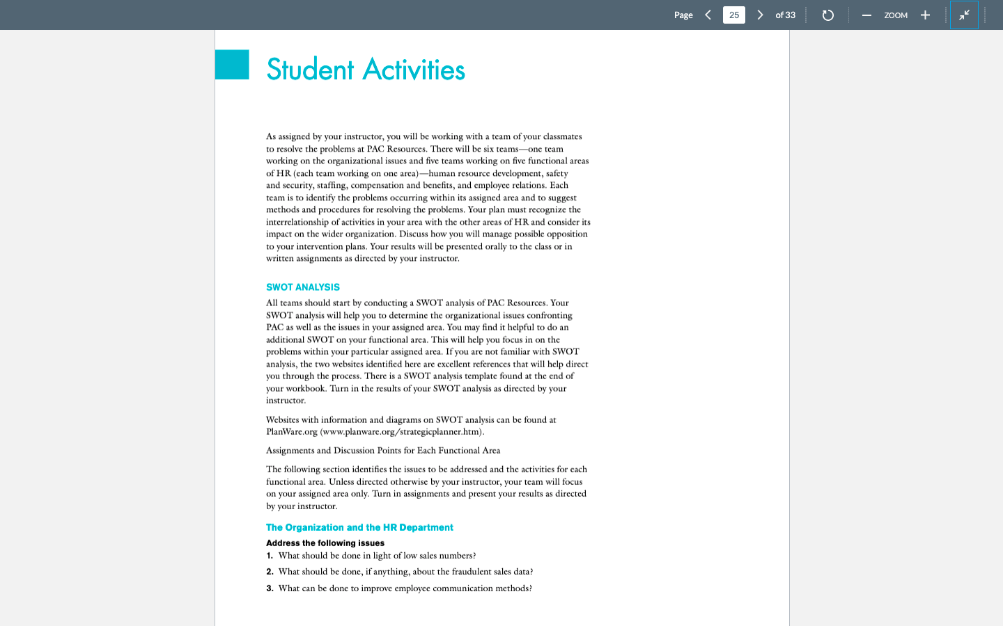 Student Activities As assigned by your