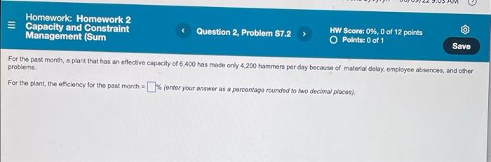 Homework: Homework 2 Capacity and Constraint