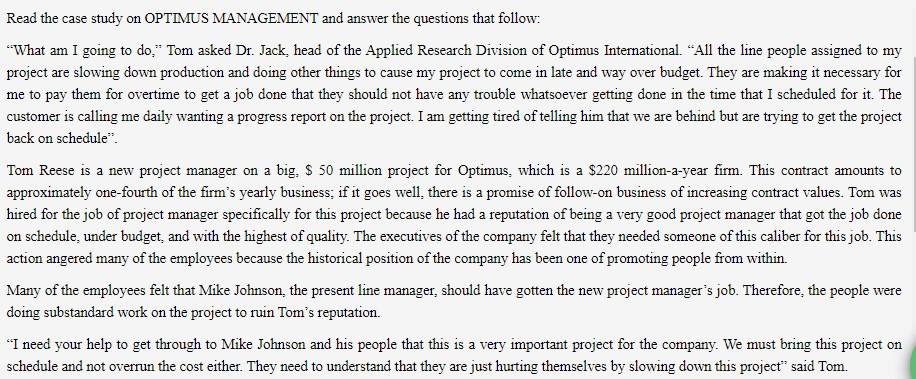 Read the case study on OPTIMUS MANAGEMENT and