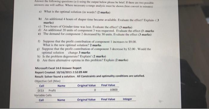 please Answer questions E to I please Question 2