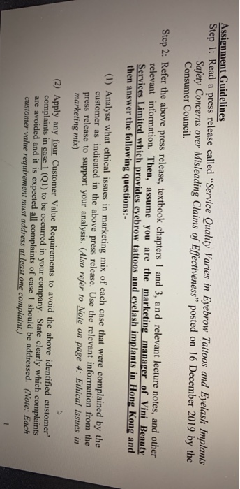 Assignment Guidelines Step 1: Read a press