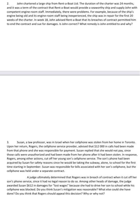 2. John chartered a large ship from Rent-a-Boat