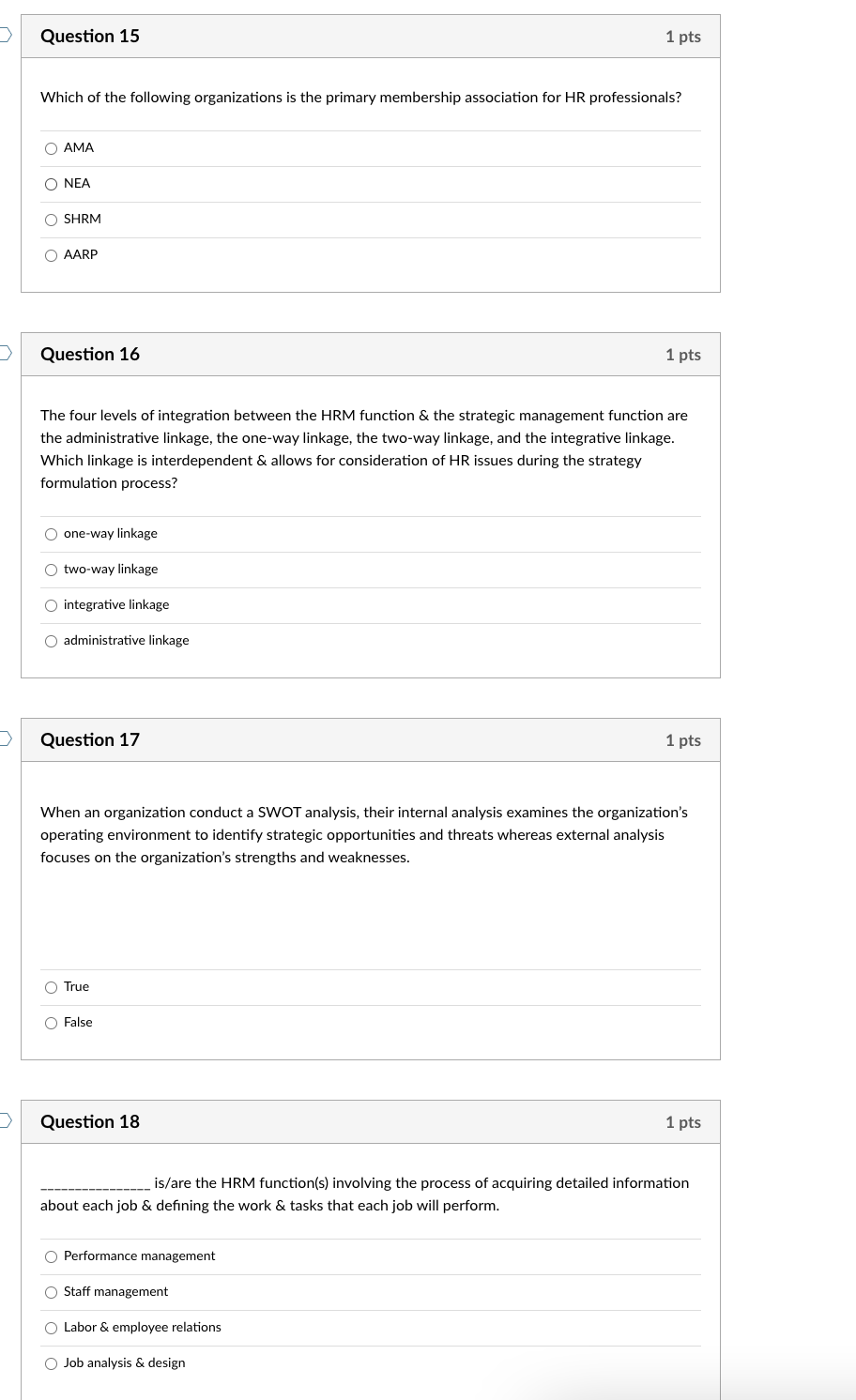 please answer all four this is my last question I