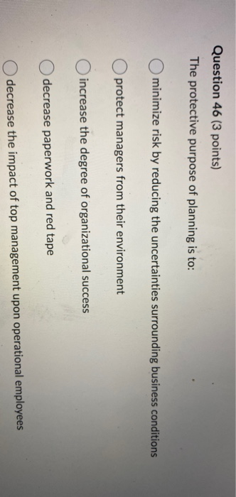 Question 43 (3 points) The classical perspective