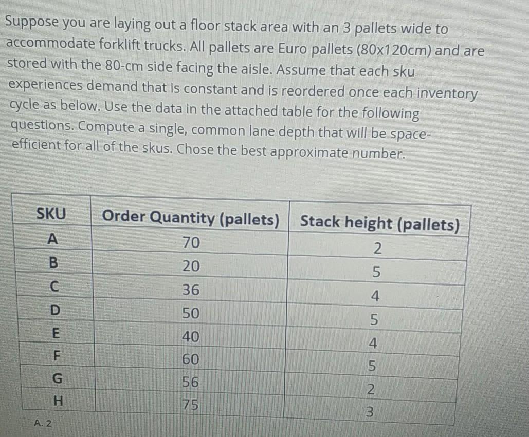 Suppose you are laying out a floor stack area