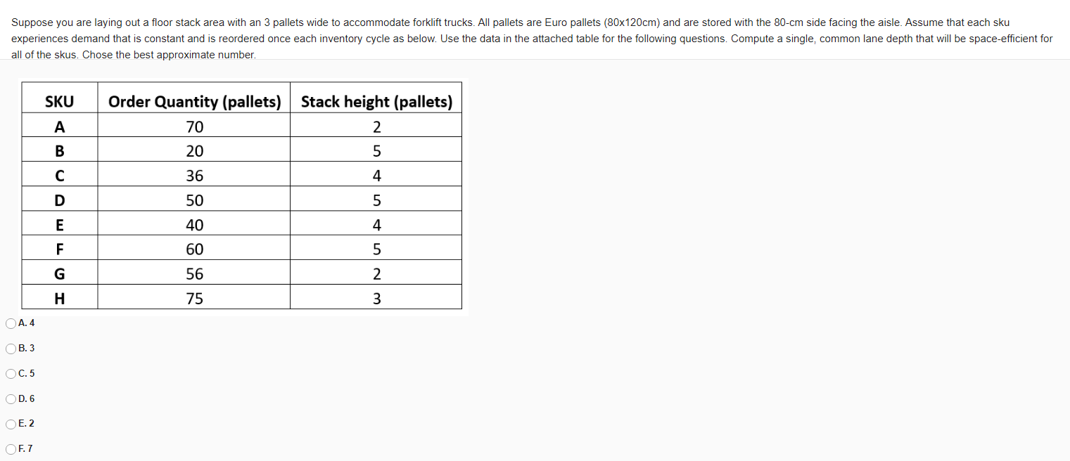 Suppose you are laying out a floor stack area