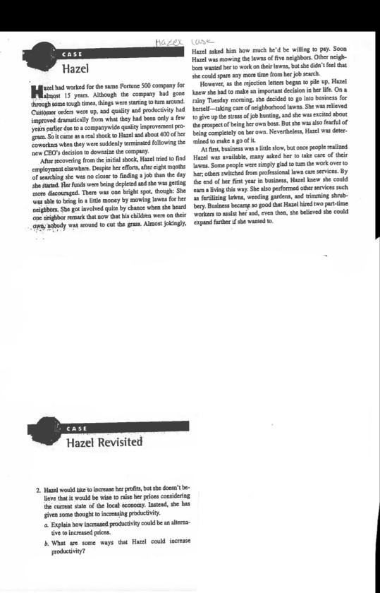 H: Ha Lex lase CASE Hazel asked him how much he'd