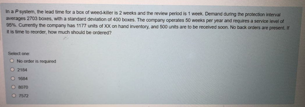 In a P system, the lead time for a box of