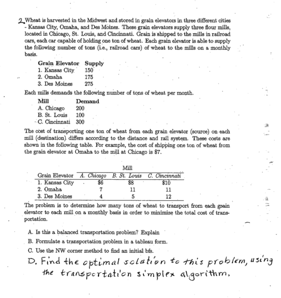 Operation Research Please solve on paper 150 2