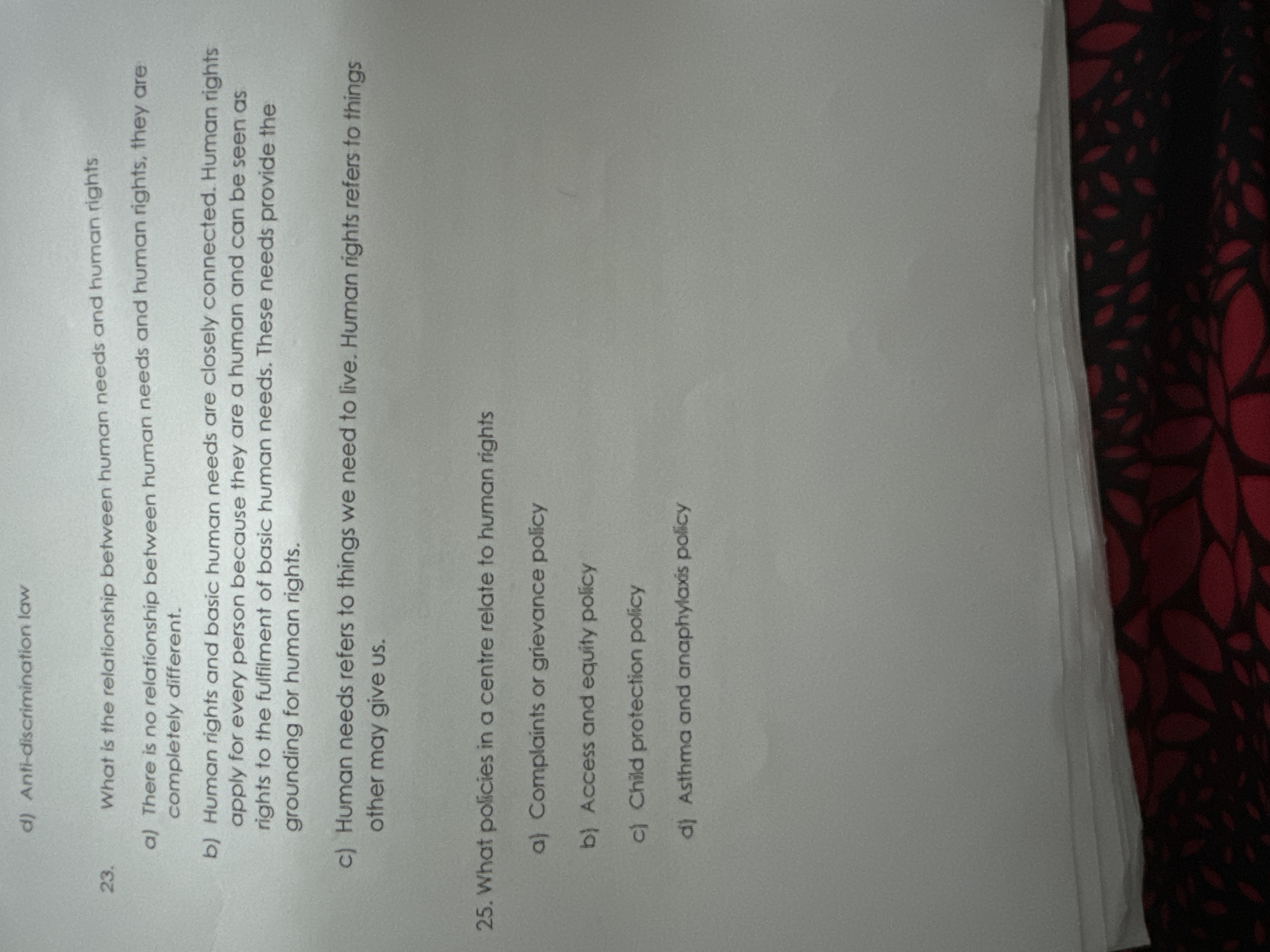 d) Anti-discrimination law 23. What is the