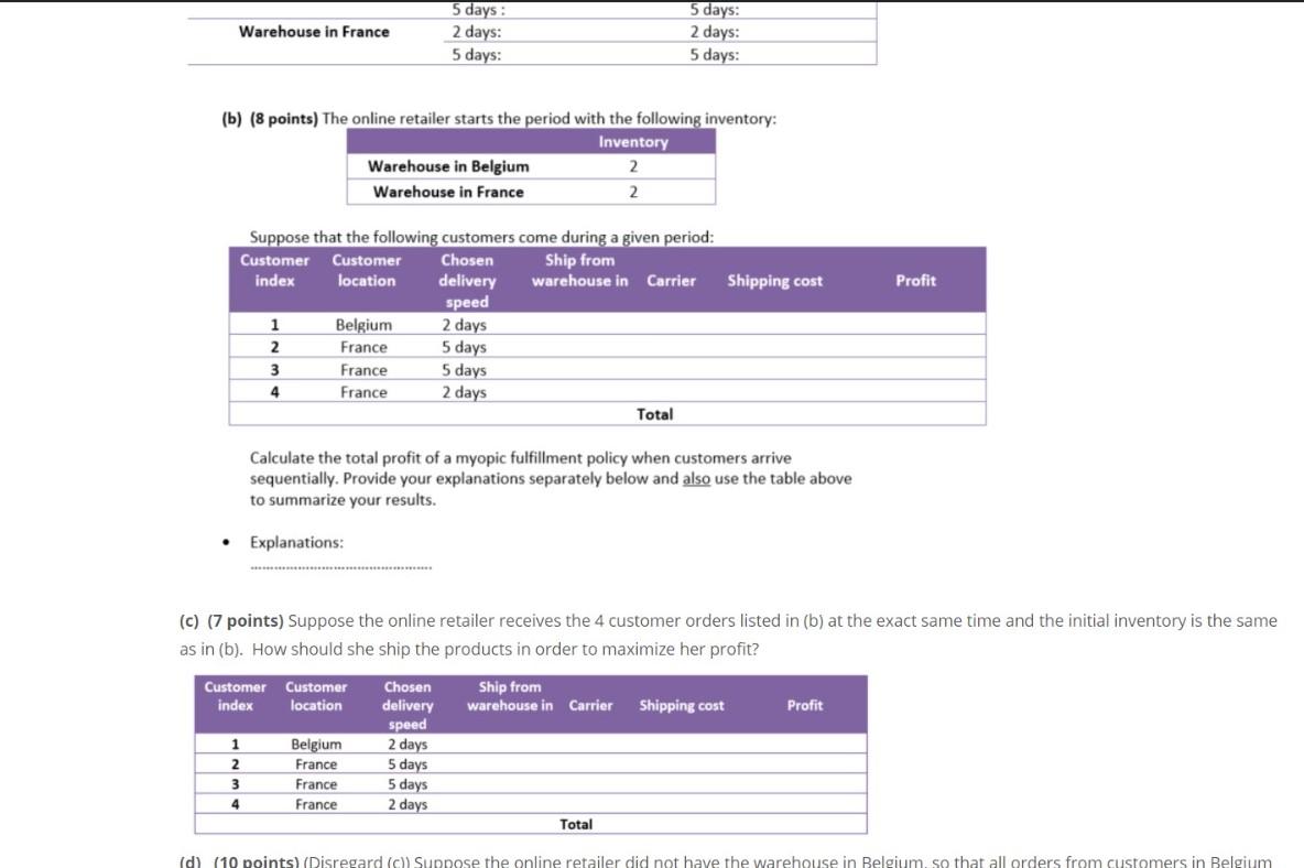 Problem 3 (35 points) An online retailer sells