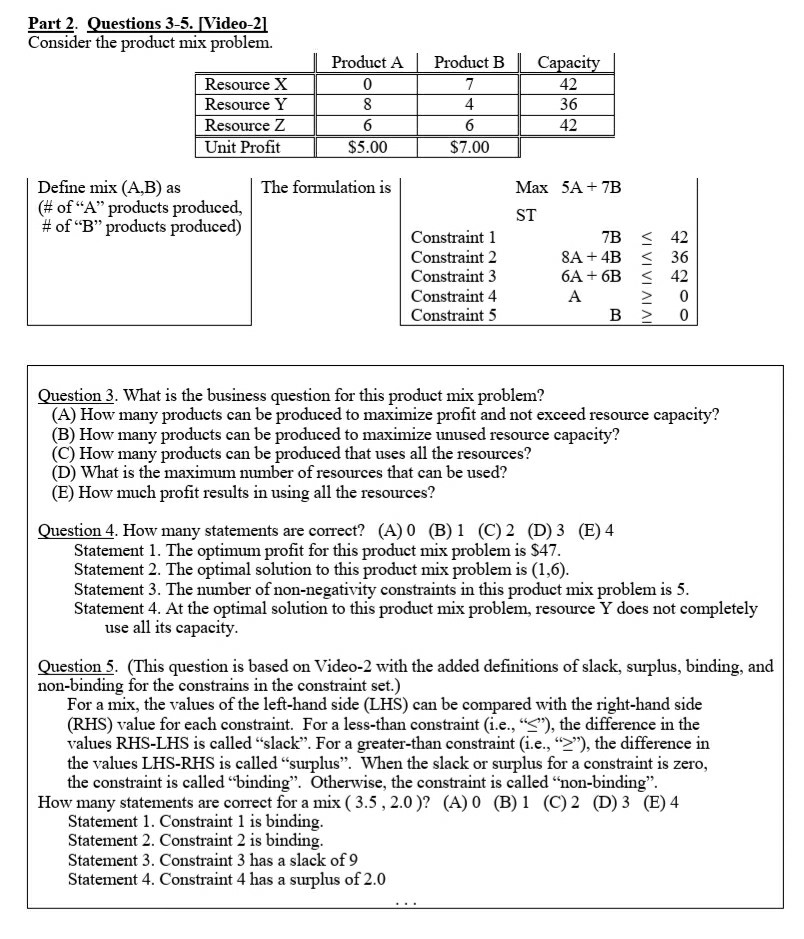 Part 2. Questions 3-5. Video-21 Consider the