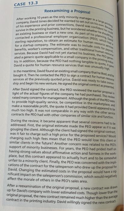 CASE 13.3 Reexamining a Proposal company, David