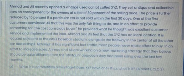 Ahmad and Ali recently opened a vintage used car