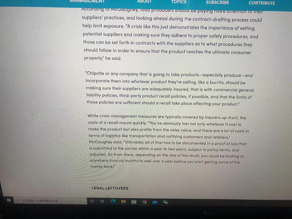 Questions: What was done from a risk management