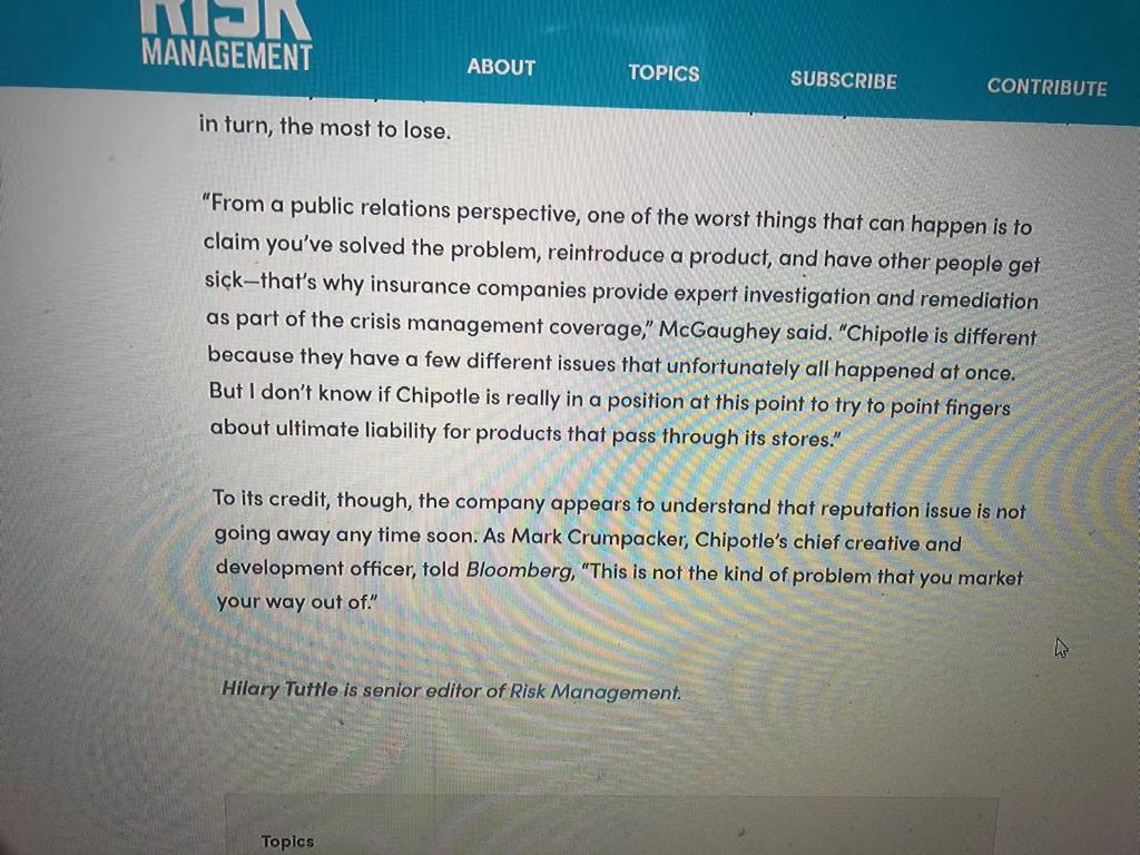 Questions: What was done from a risk management