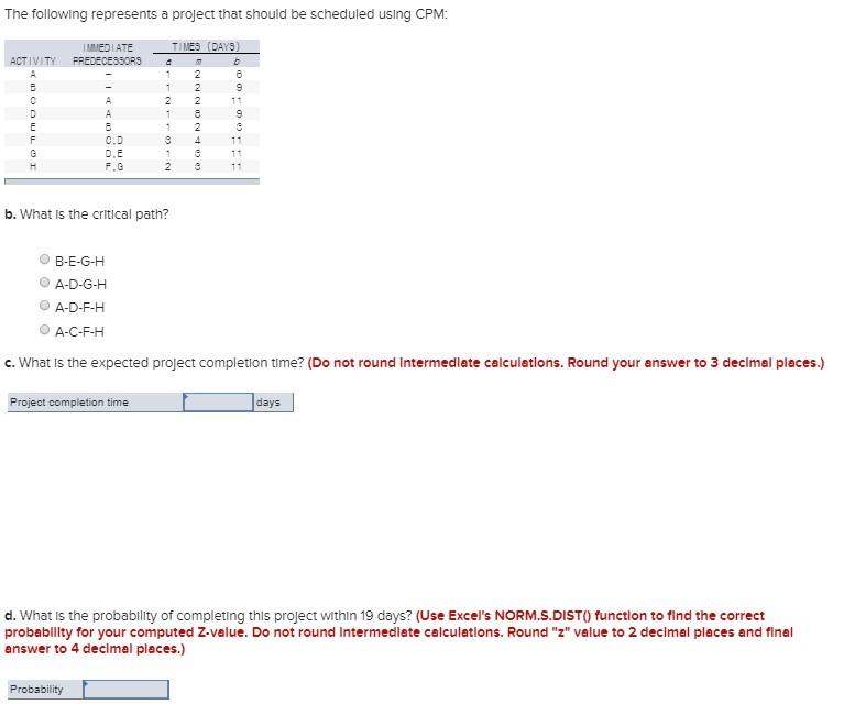 The following represents a project that should be