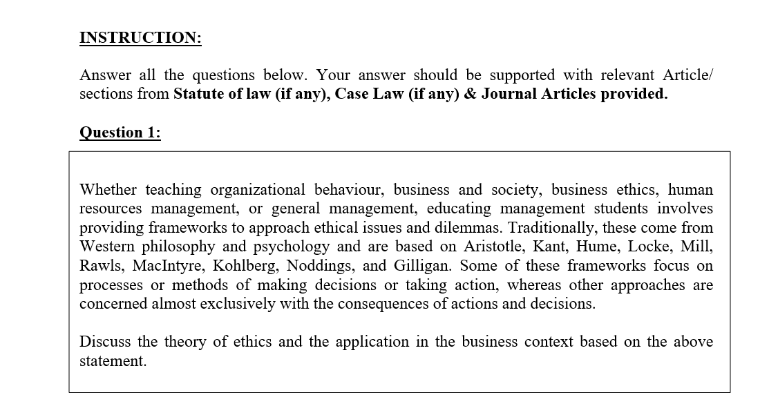 INSTRUCTION: Answer all the questions below. Your