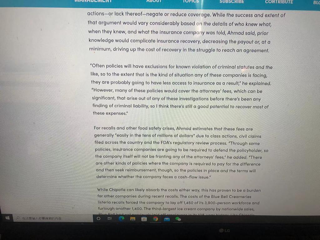 Questions: What was done from a risk management