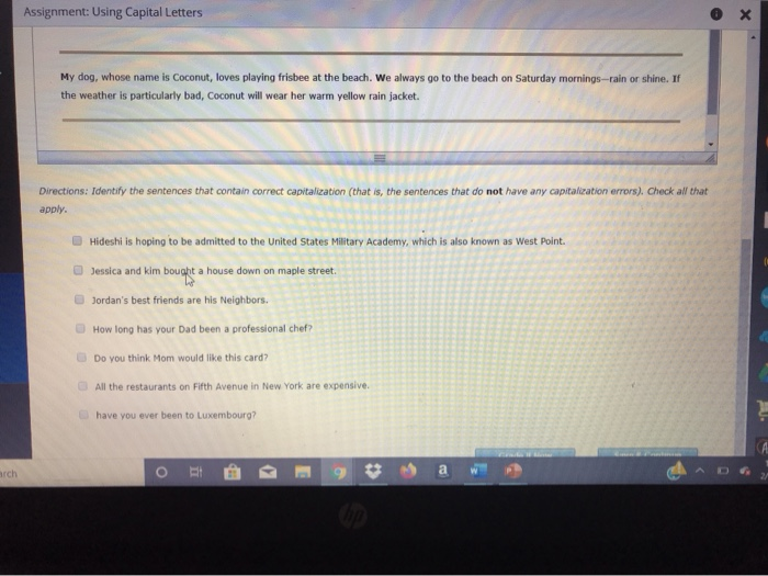 Assignment: Using Capital Letters My dog, whose