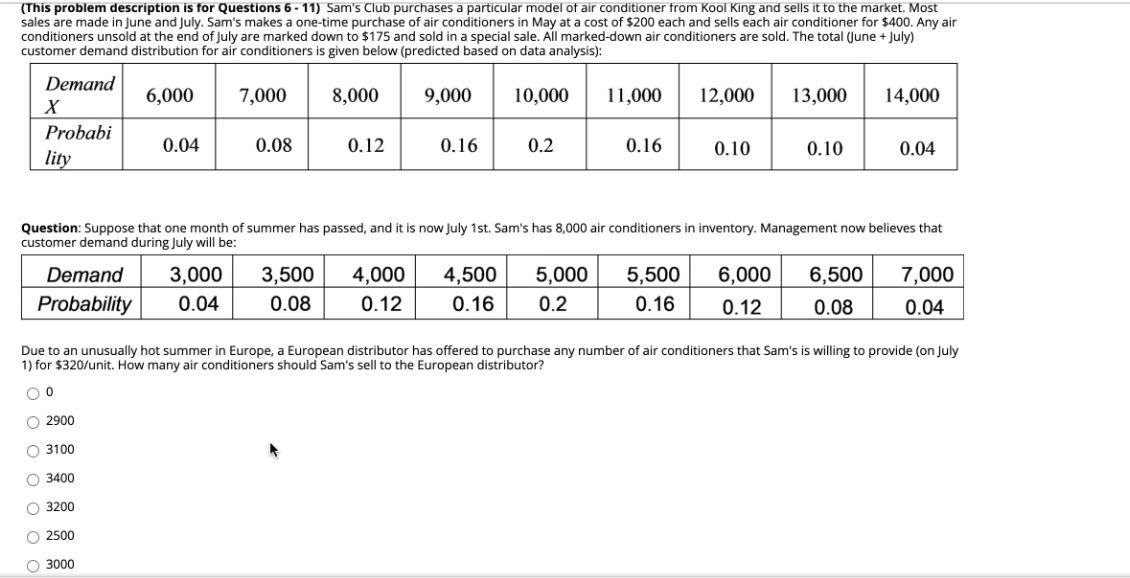 (This problem description is for Questions 6 -