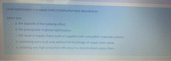 Local optimization is a supply-chain complication
