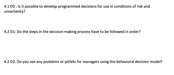 4.1 D3 : Is it possible to develop programmed