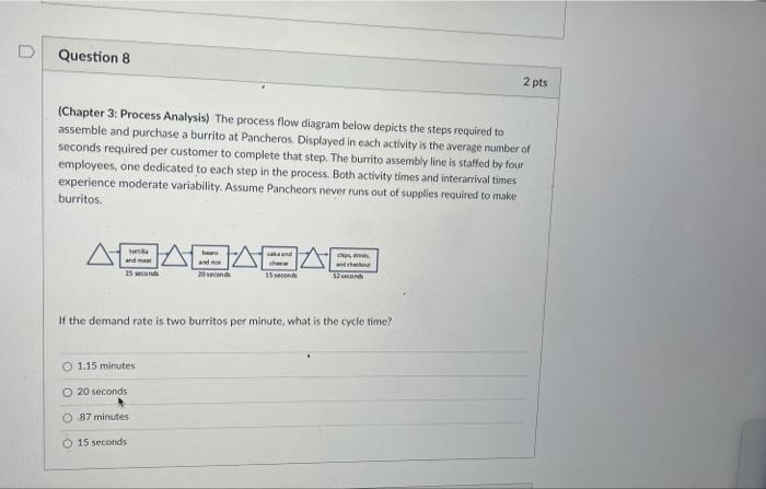 Question 8 2 pts (Chapter 3: Process Analysis)