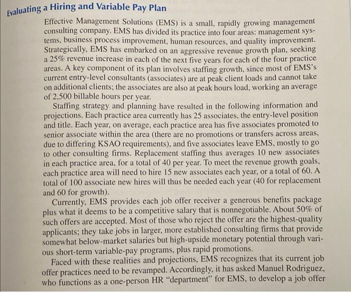 uating a Hiring and Variable Pay Plan Effective