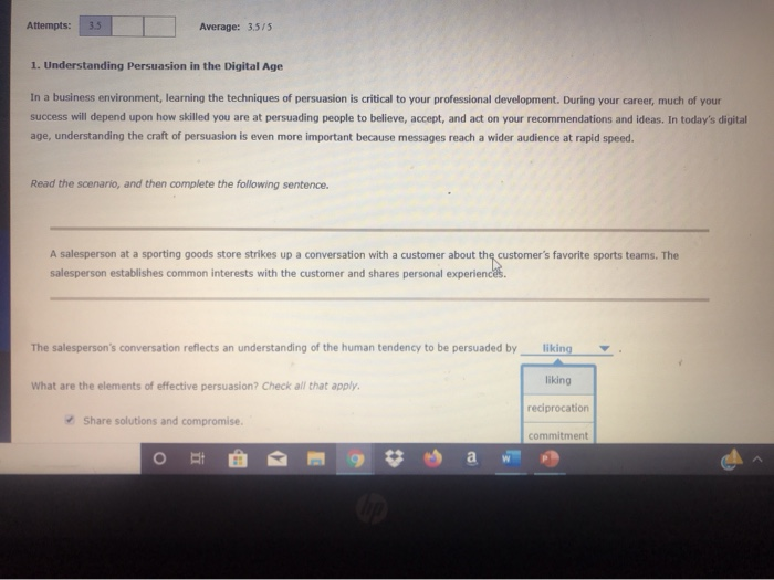 Attempts: Average: 3.5/5 1. Understanding