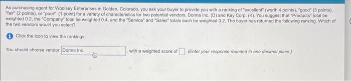 As purchasing agent for Woolsey Enterprises in