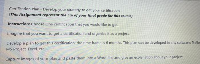 Certification Plan - Develop your strategy to get