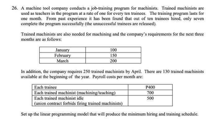 26. A machine tool company conducts a