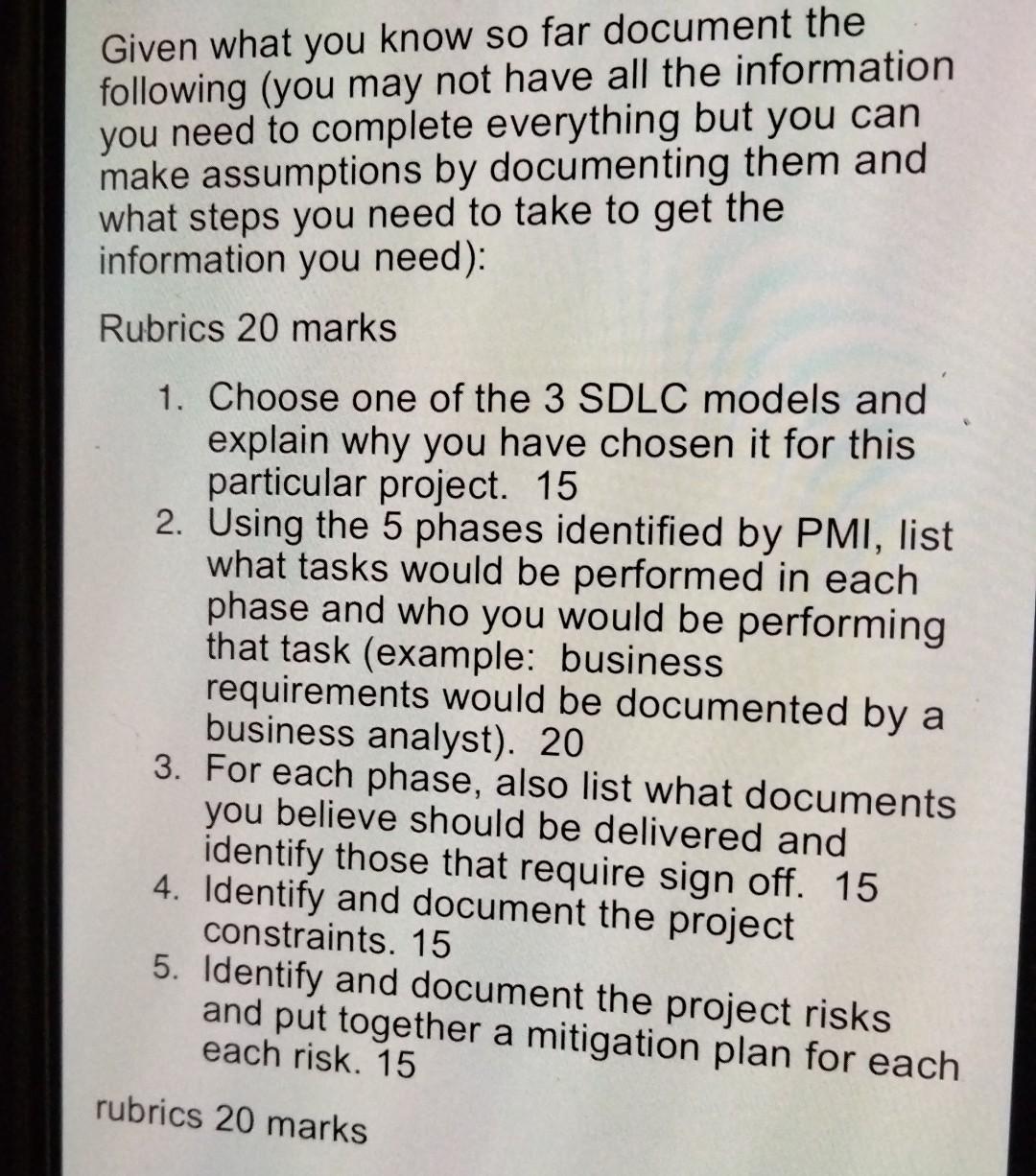 Instructions You have been assigned as the PM for