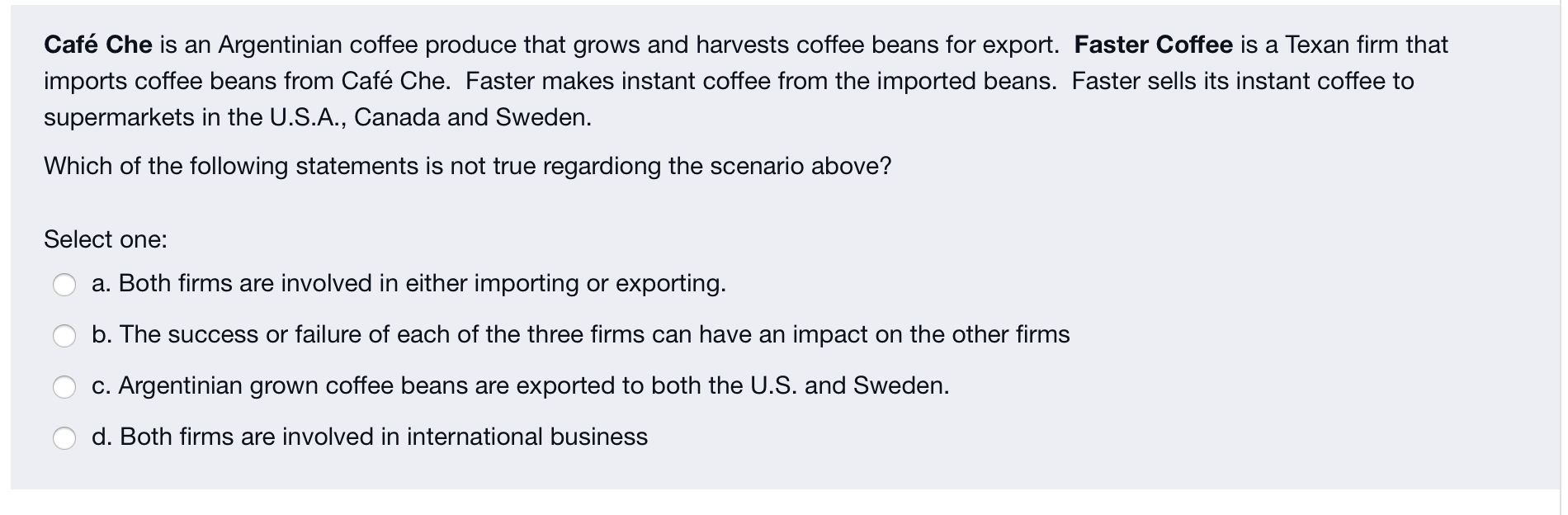 please answer both in 10 mins Caf Che is an