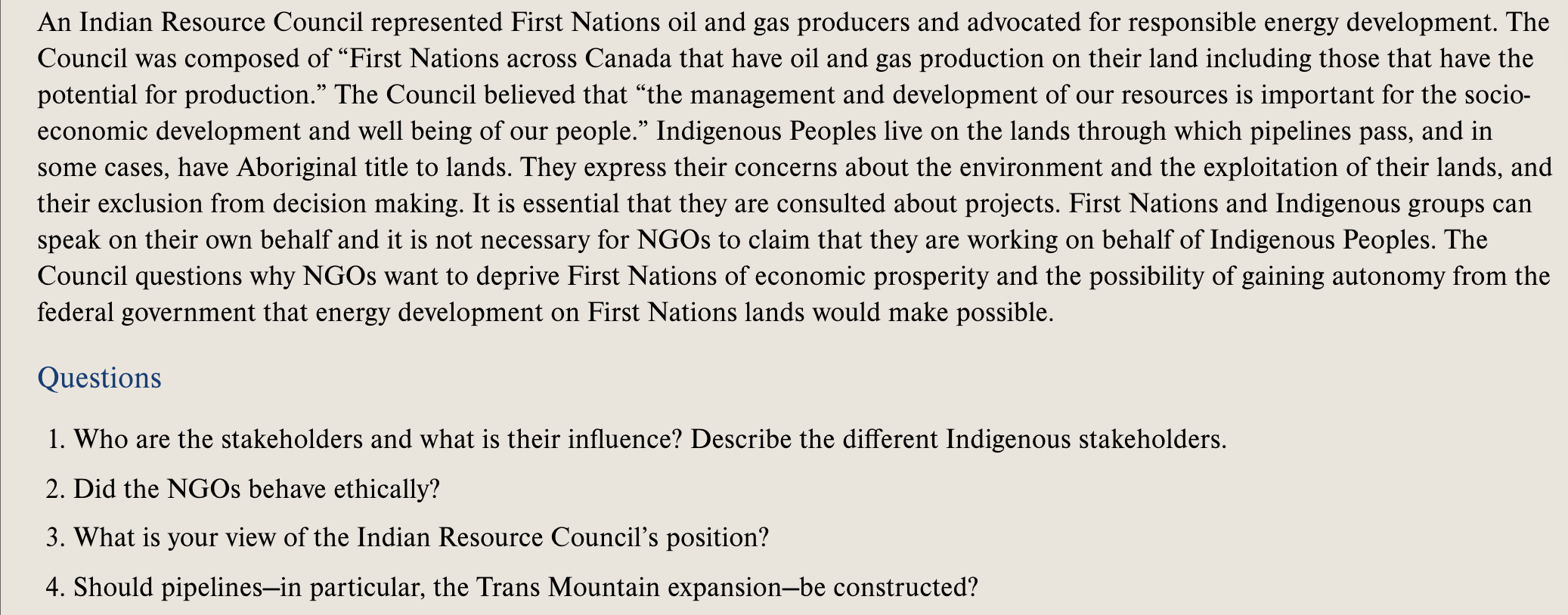 HELP ME OUT PLEASE! CASE STUDY "Pipelines, NGOs,