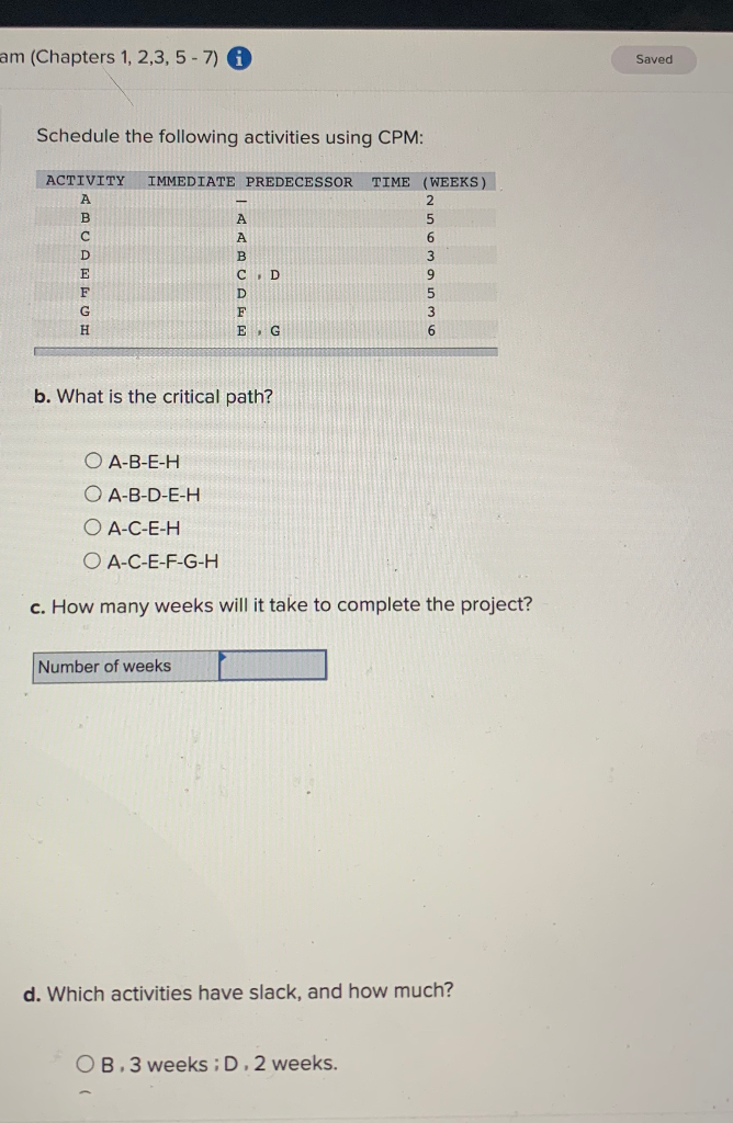 am (Chapters 1,2,3, 5 - 7) i Saved Schedule the