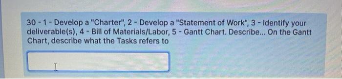 30 - 1- Develop a "Charter", 2 - Develop a